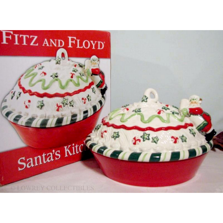 FITZ AND FLOYD SANTA'S KITCHEN PIE KEEPER